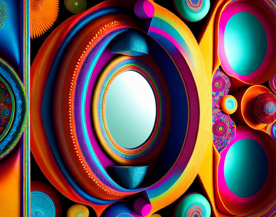 Colorful Abstract Fractal Art: Intricate Patterns & Circular Shapes