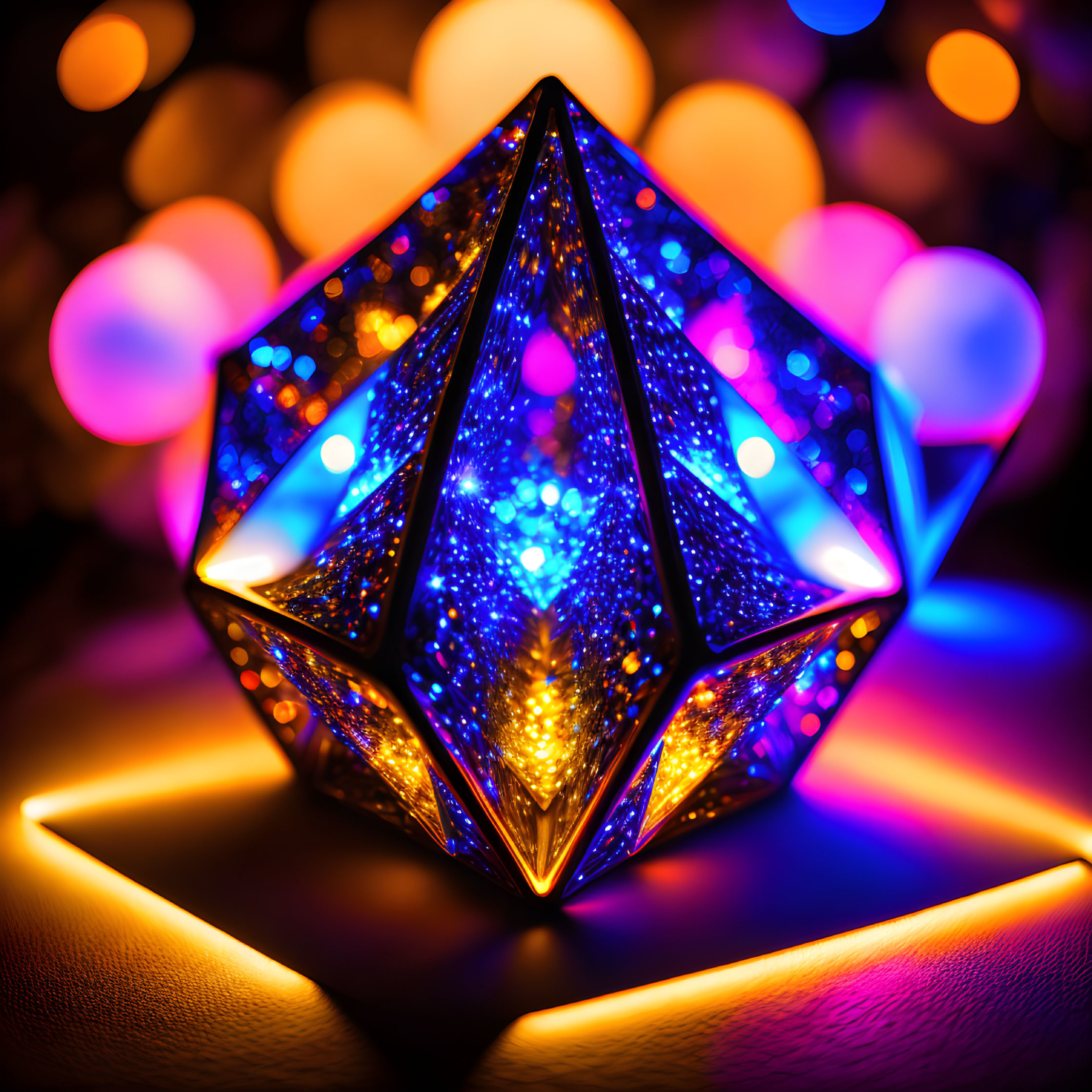 Geometric Star Lantern with Multicolored Lights