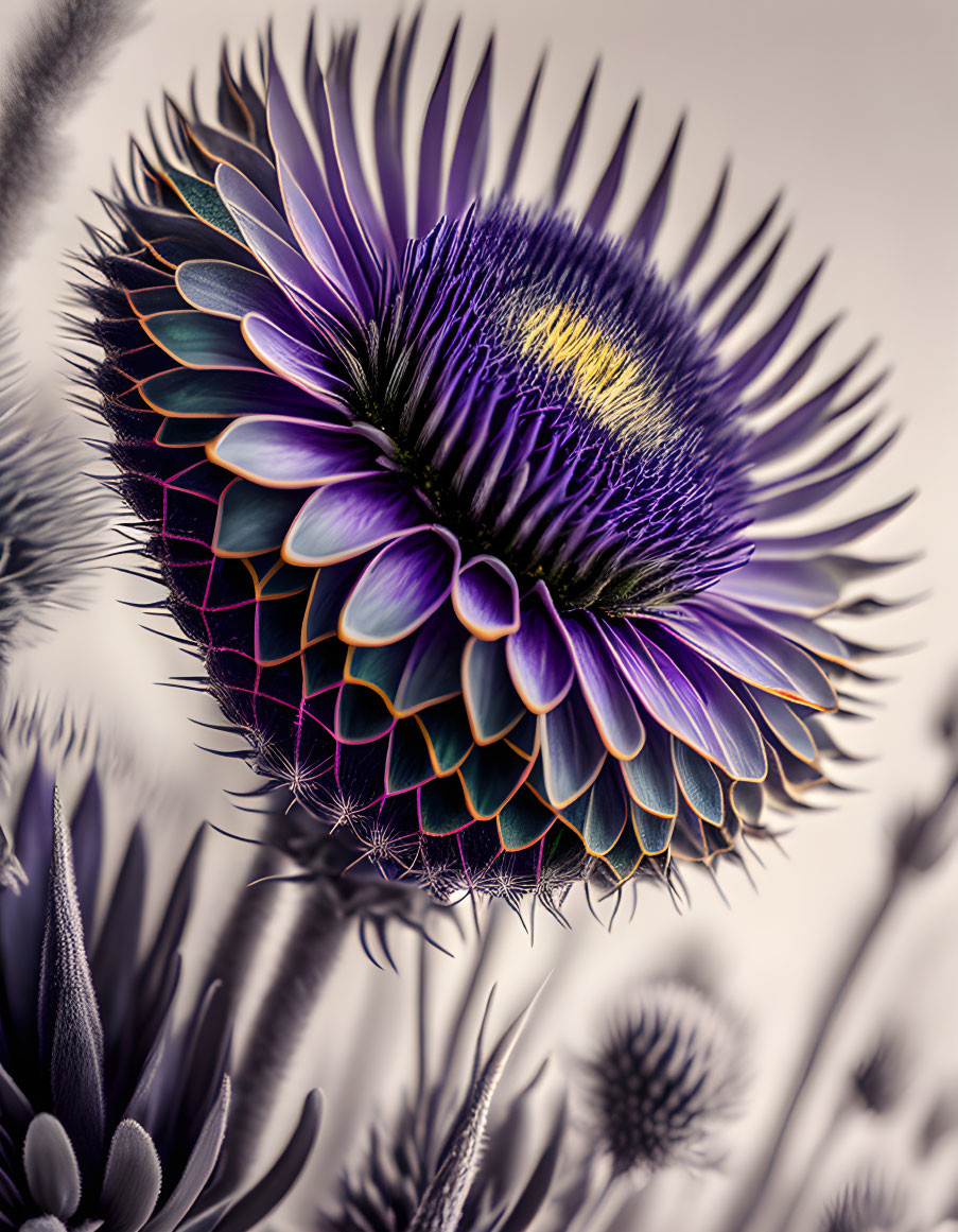 Detailed Purple-Tipped Flower Petals with Patterned Structure