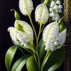 White Lily of the Valley Flowers on Dark Background