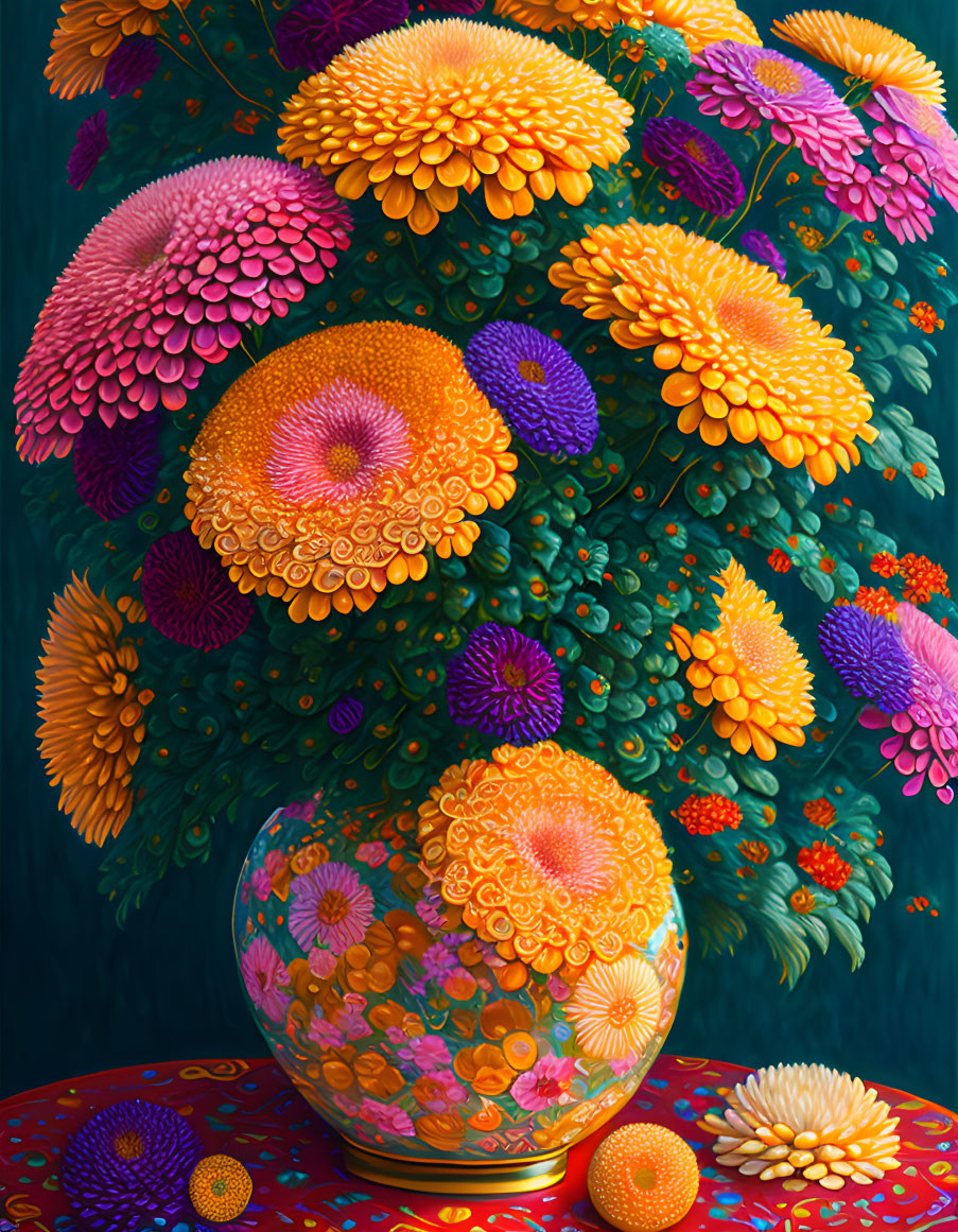 Colorful Flower Bouquet in Orange, Pink, and Purple Vase