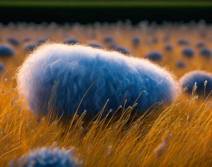 Flock of Sheep Grazing in Golden Sunlight