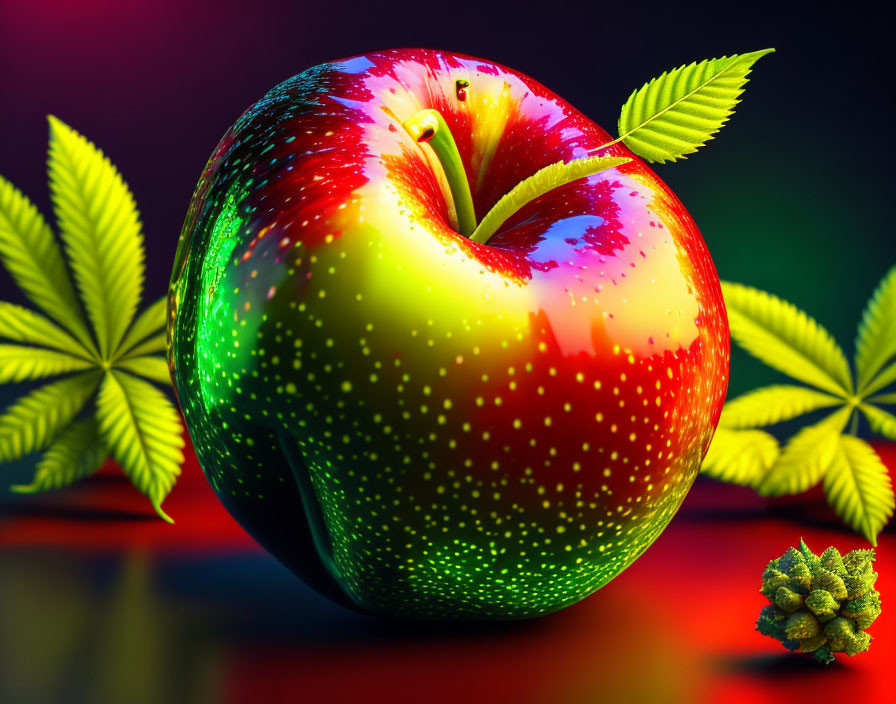 Colorful Digital Apple Artwork on Gradient Background