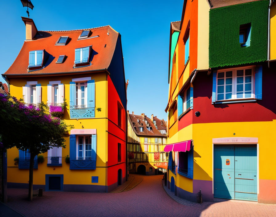 Colorful European Town Street with Vibrant Buildings