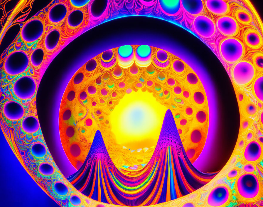 Colorful Psychedelic Fractal Image with Swirling Abstract Patterns