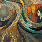 Vibrant illustration of female figure with flowing hair and geometric patterns