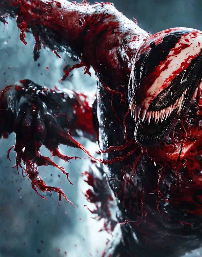 Dark-skinned monstrous creature with sharp teeth and blood splatter.