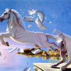 White Horses Transitioning to Vapor Forms in Blue Sky