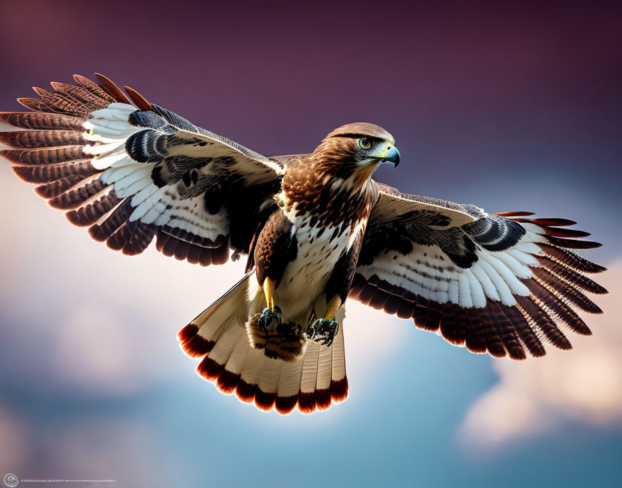 Majestic bird of prey in flight with spread wings