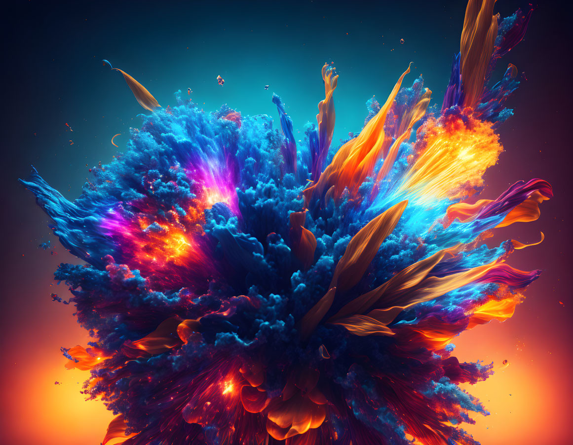 Colorful Flower-Like Explosion on Warm Gradient Background