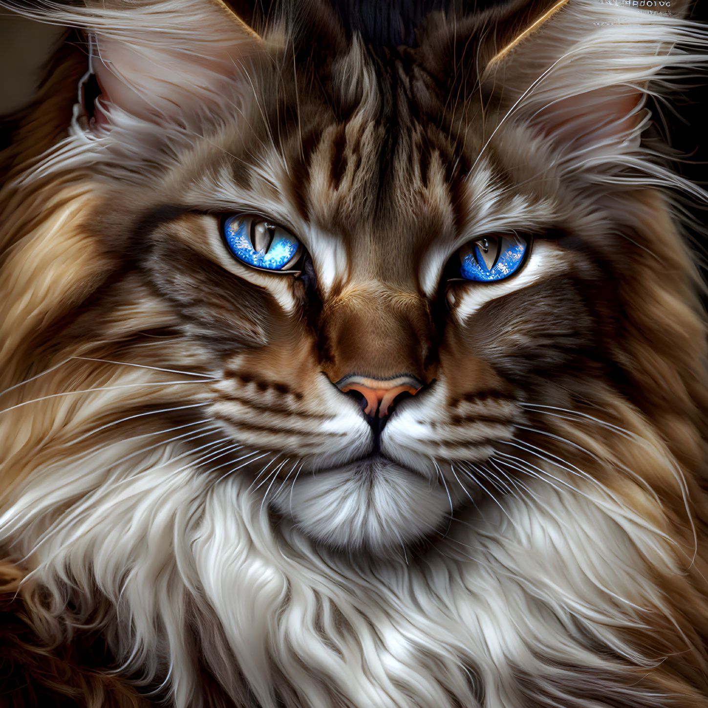 Majestic cat with blue eyes and luxurious fur coat