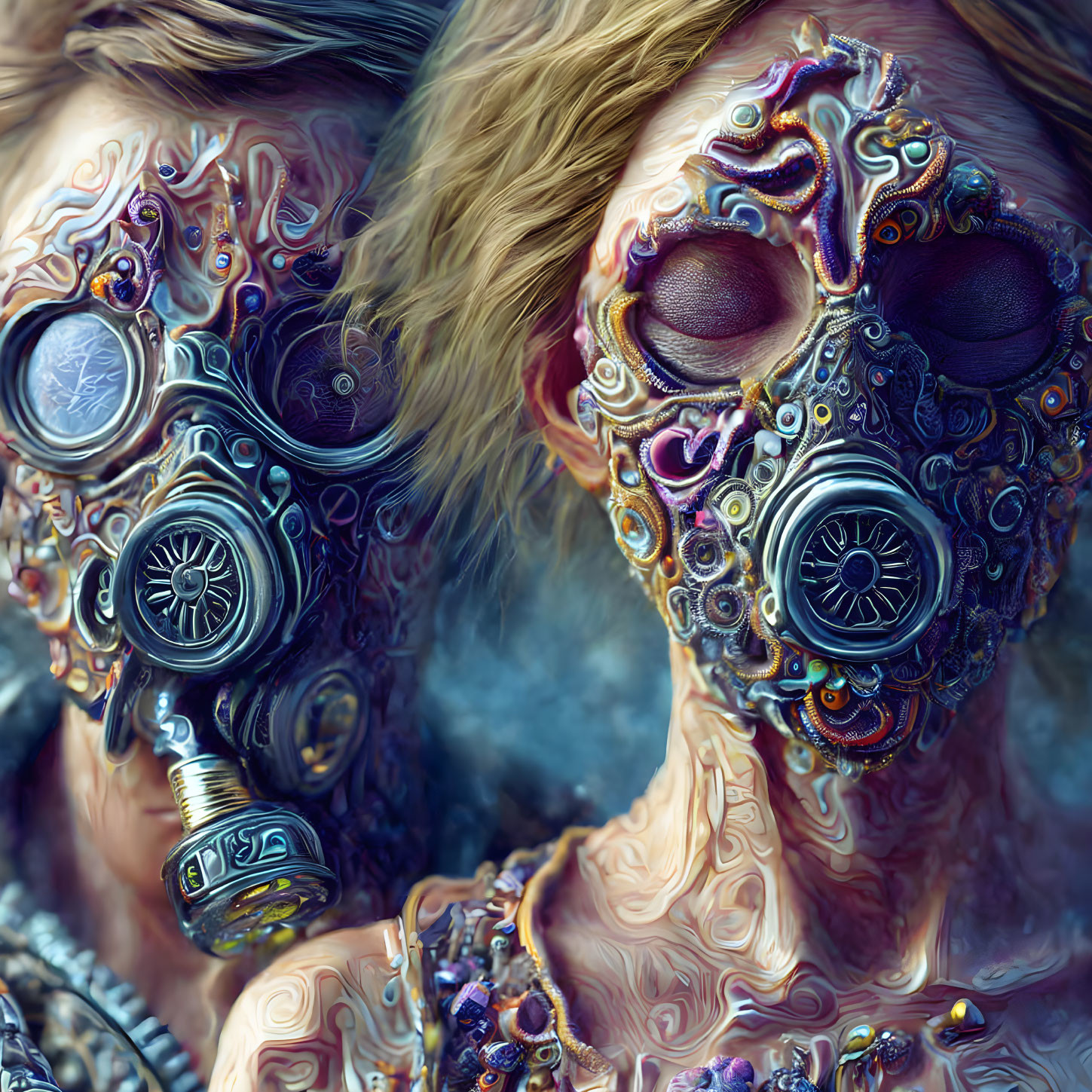 Ornate Steampunk-Style Masks with Gears