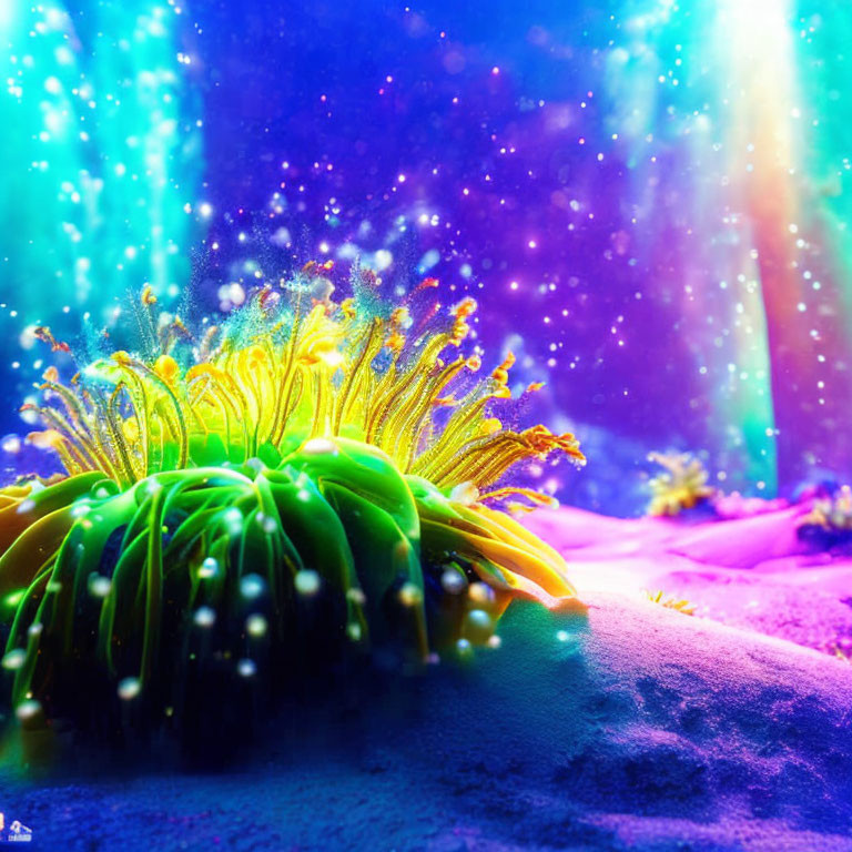 Colorful Coral and Rays in Underwater Scene