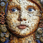 Mechanical Watch Parts Mosaic Portrait with Intricate Human Likeness