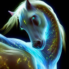 Celestial horse digital artwork with glowing mane and star-like speckles