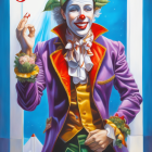 Vibrant Joker jester on Jack of Hearts card, smiling and gesturing