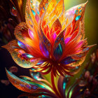 Colorful digital artwork of stylized flower with intricate patterns