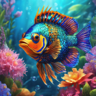 Colorful Fish Swimming Among Coral in Bright Underwater Scene