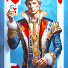 Regal King of Hearts Costume with Crown and Card