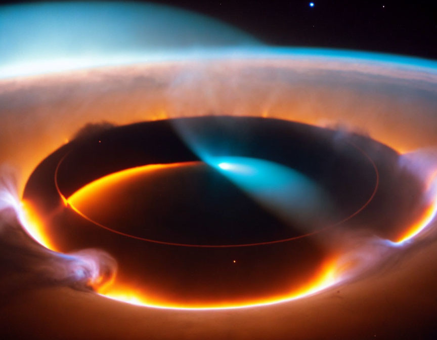 Celestial Body with Rings Illuminated by Starlight in Space