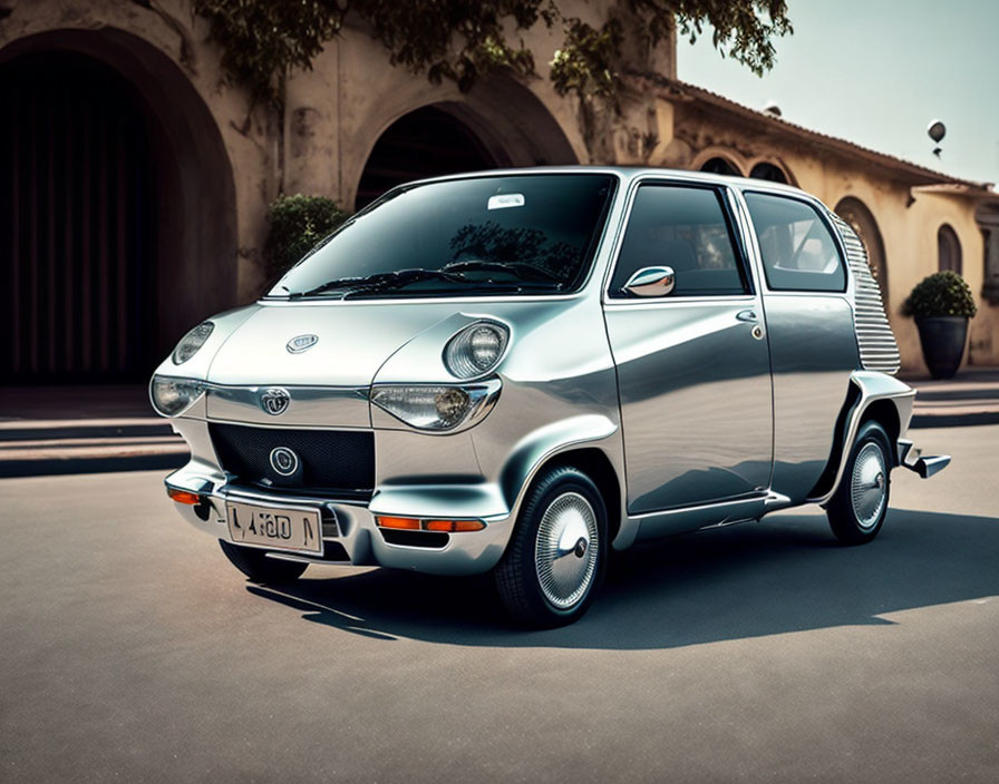 Modern-retro Microcar with Two-Tone Paint & Circular Headlights