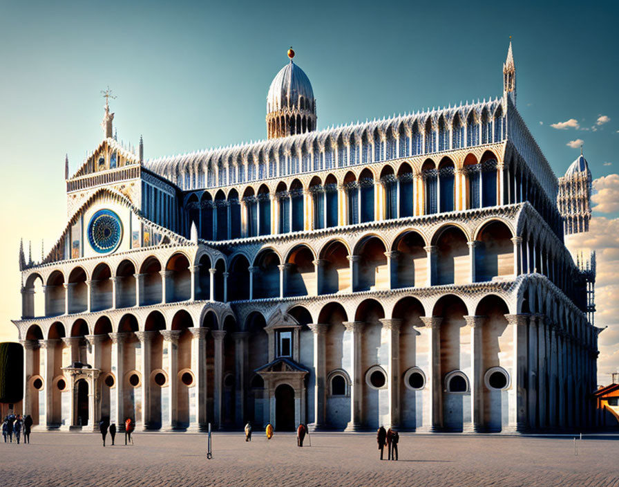 Ornate Gothic Cathedral with Arches and Spires