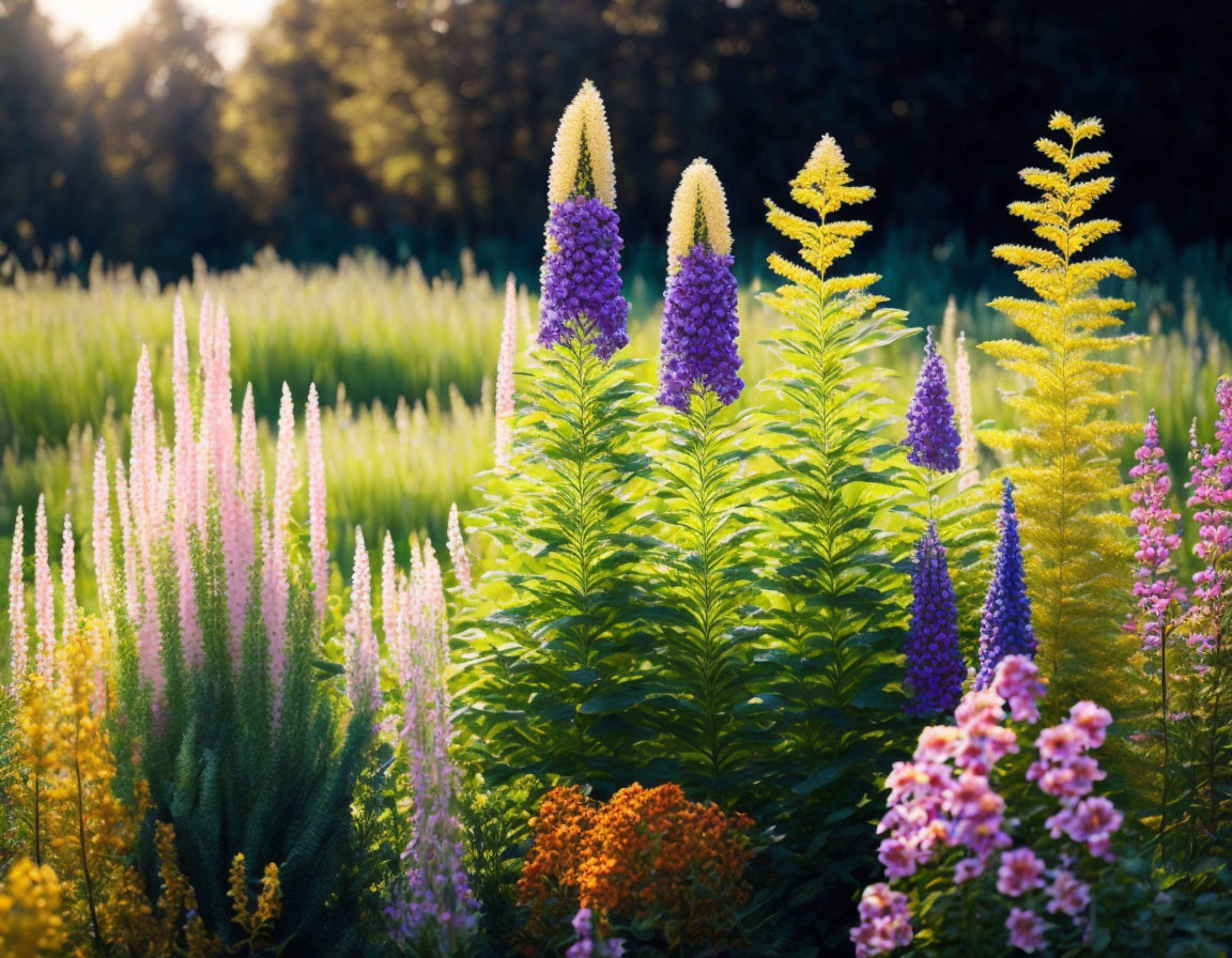 Colorful Garden Blooming in Soft Sunlight