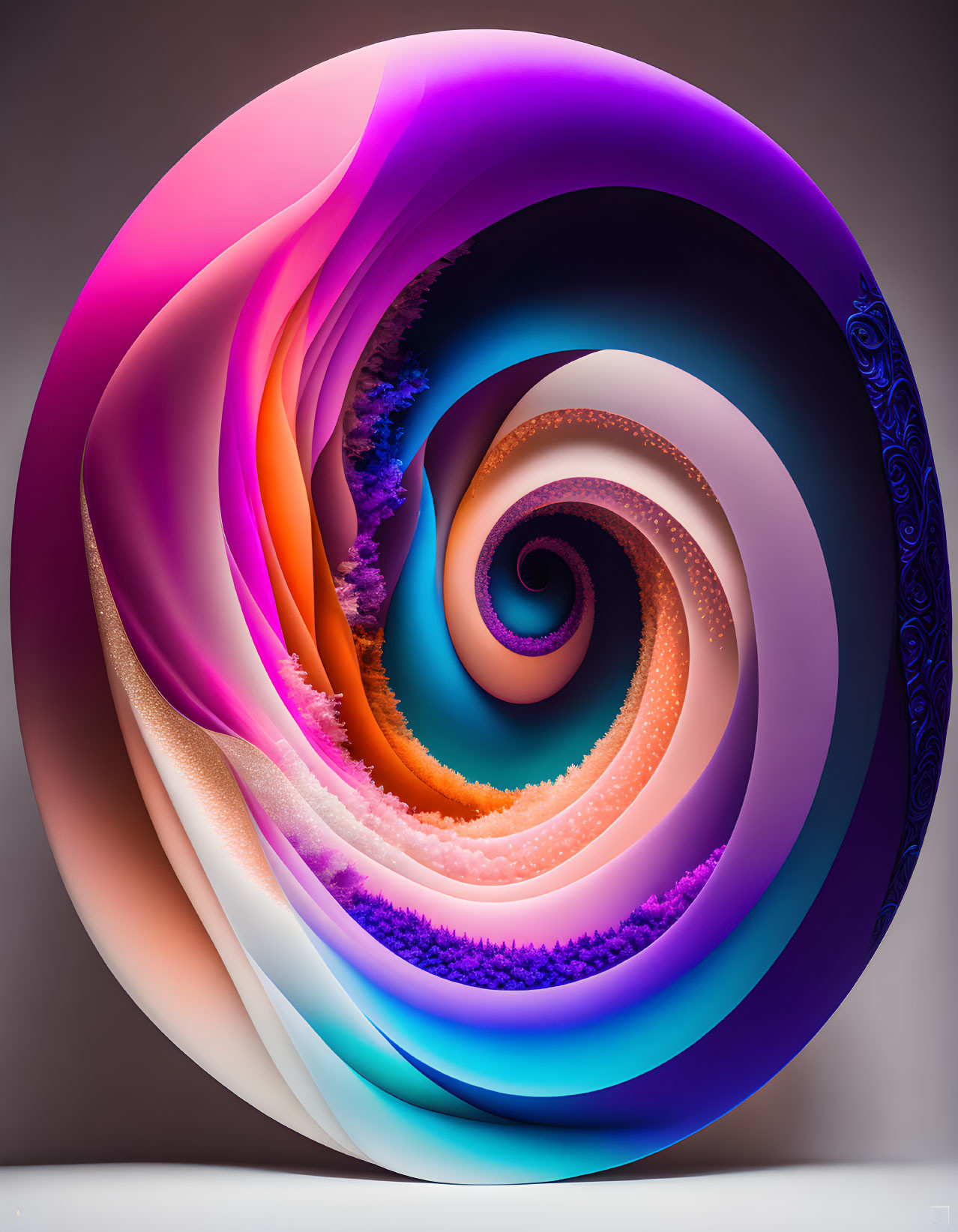 Colorful digital artwork: intricate swirl with spectrum of colors