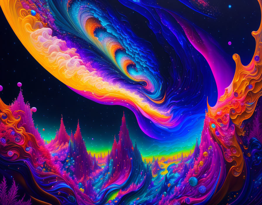 Colorful Digital Artwork of Fantastical Cosmic Landscape