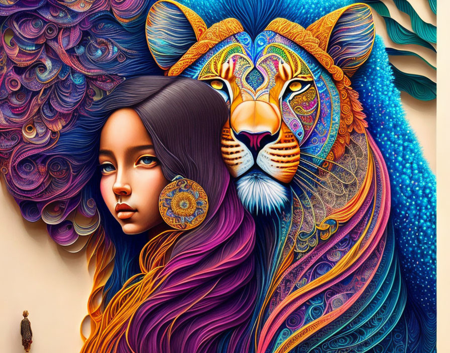 Girl and lion