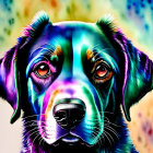 Colorful Dog Portrait with Surreal Iridescent Sheen