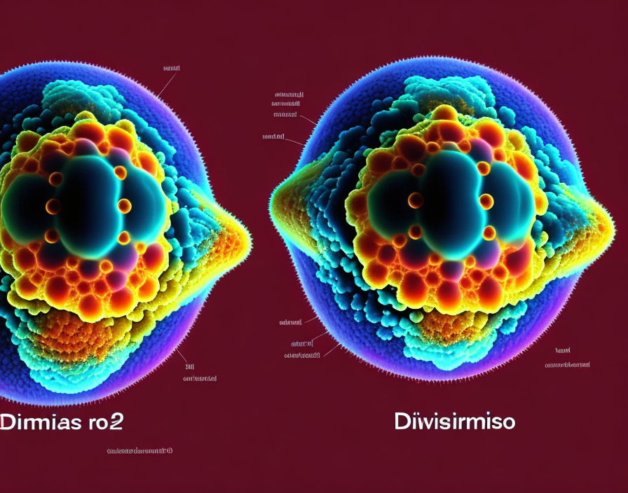 Colorful 3D Cell Mitosis Illustrations with Labeled Phases