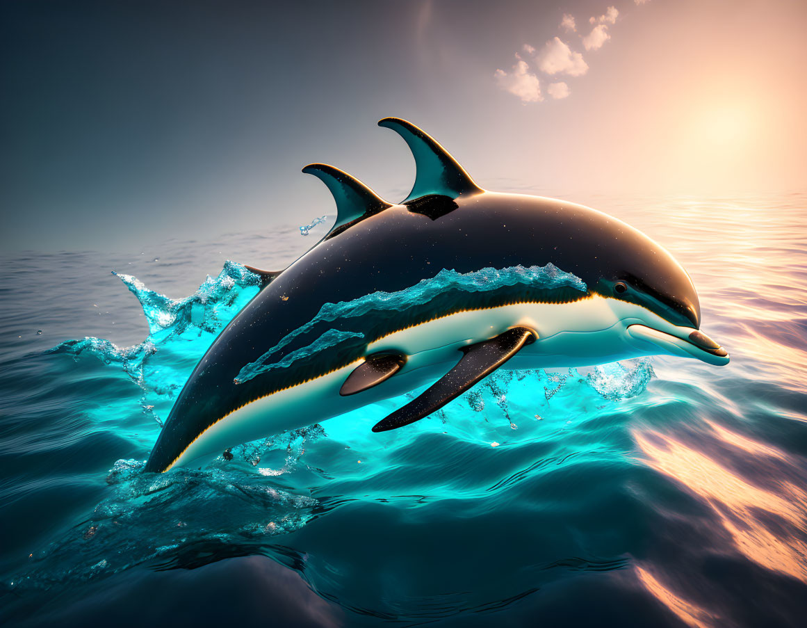 Graceful Dolphin Leaping at Sunset