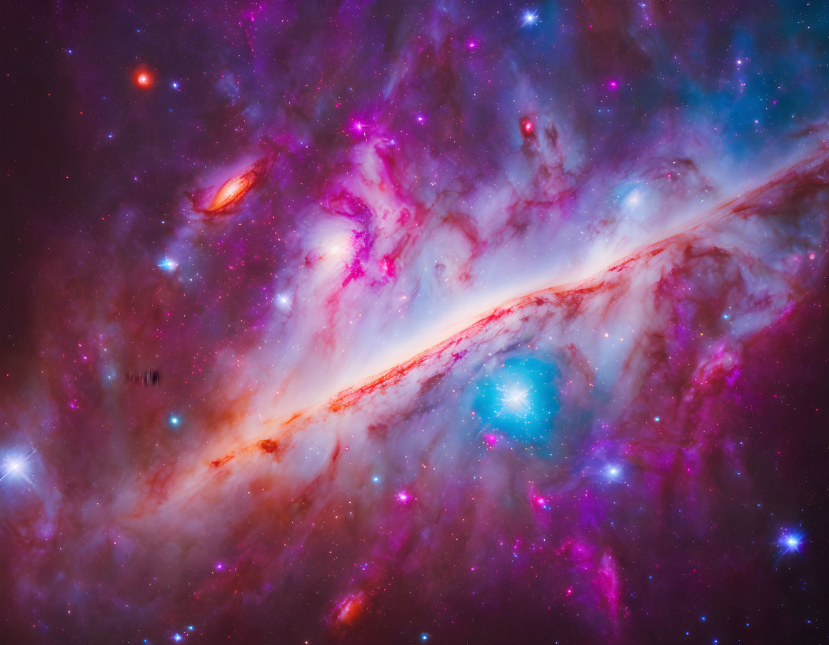 Colorful Galaxy with Purple and Pink Nebulae in Space