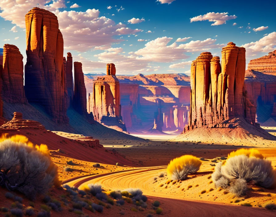 Majestic red sandstone formations in desert landscape