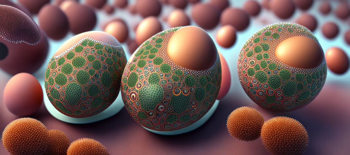 Ornate and Plain Spheres in 3D Rendering