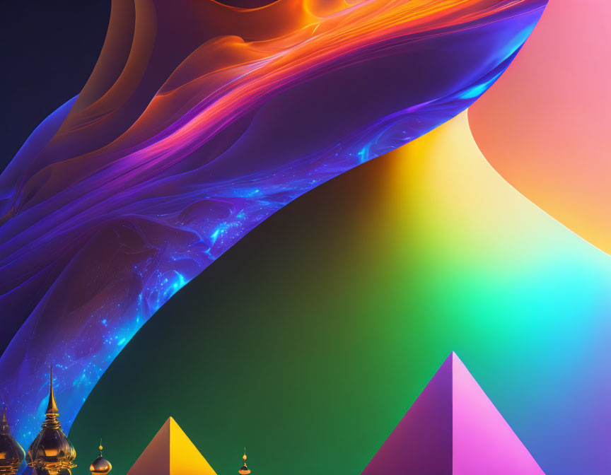 Colorful Abstract Background with Fluid Shapes and Geometric Gradients