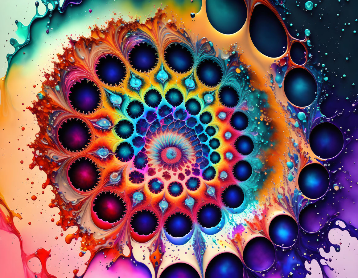 Colorful Abstract Fractal Art with Psychedelic Mandalas