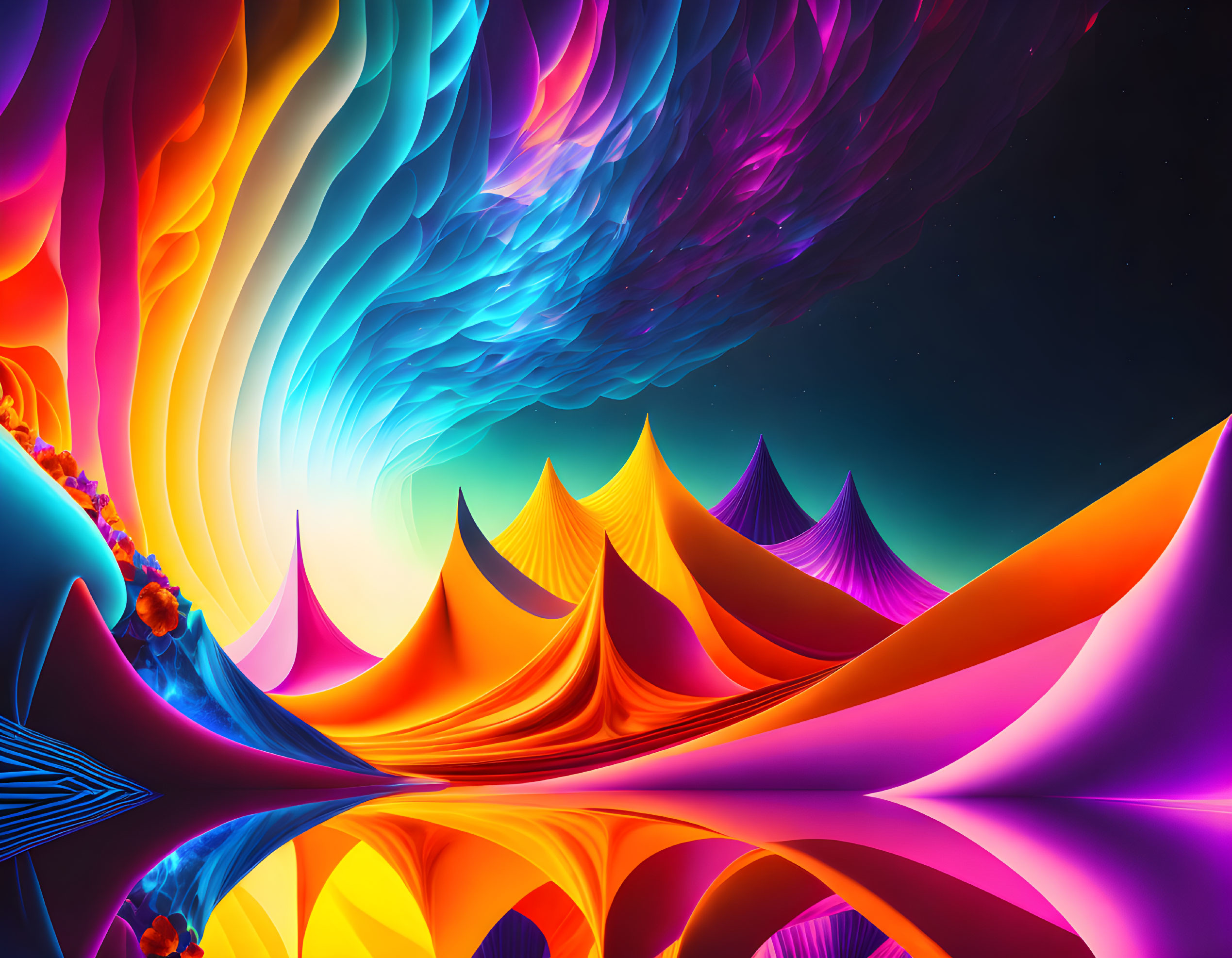 Colorful Wave Patterns in Abstract Digital Art