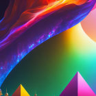 Colorful Abstract Background with Fluid Shapes and Geometric Gradients