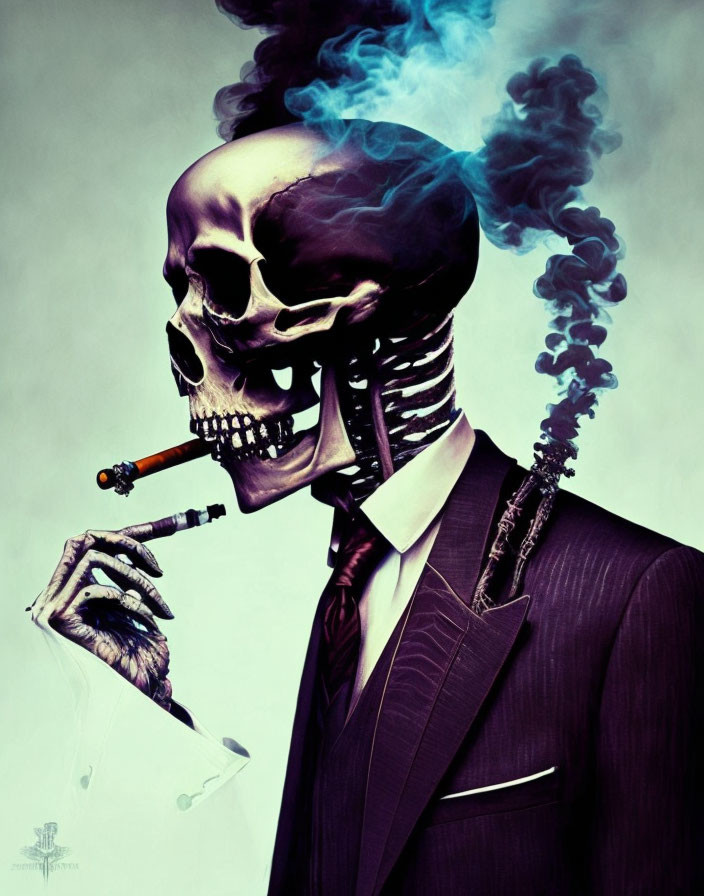 skeleton smoking 