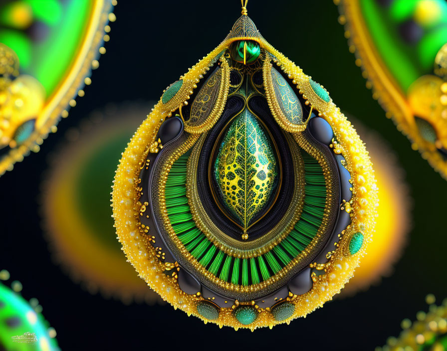 Symmetrical ornate structure in vibrant digital artwork