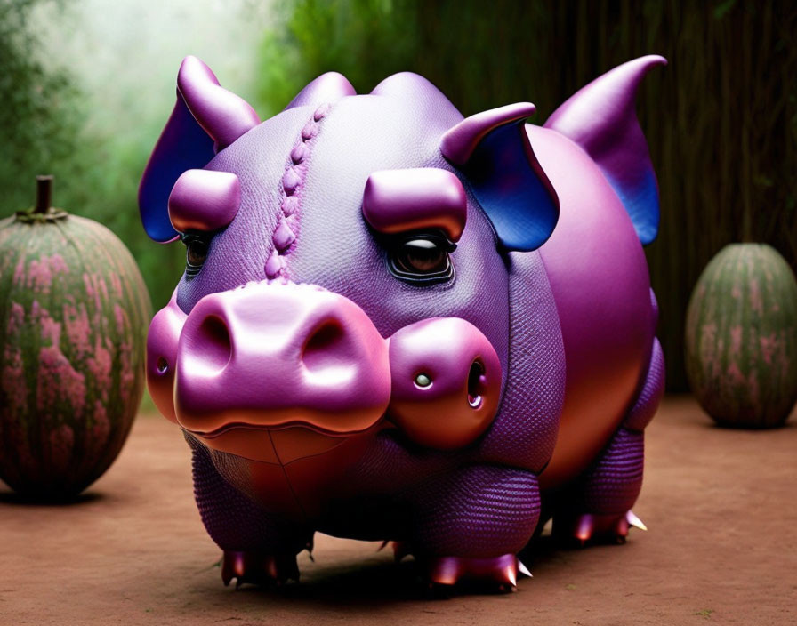 Colorful Stylized Pig Sculpture Against Soft-focus Background