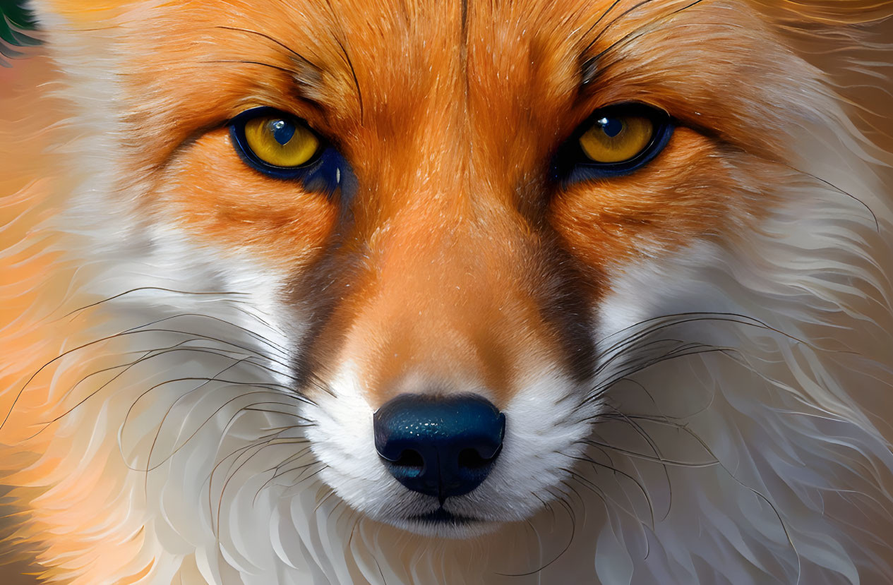 Detailed Red Fox Face Digital Art with Vivid Eyes