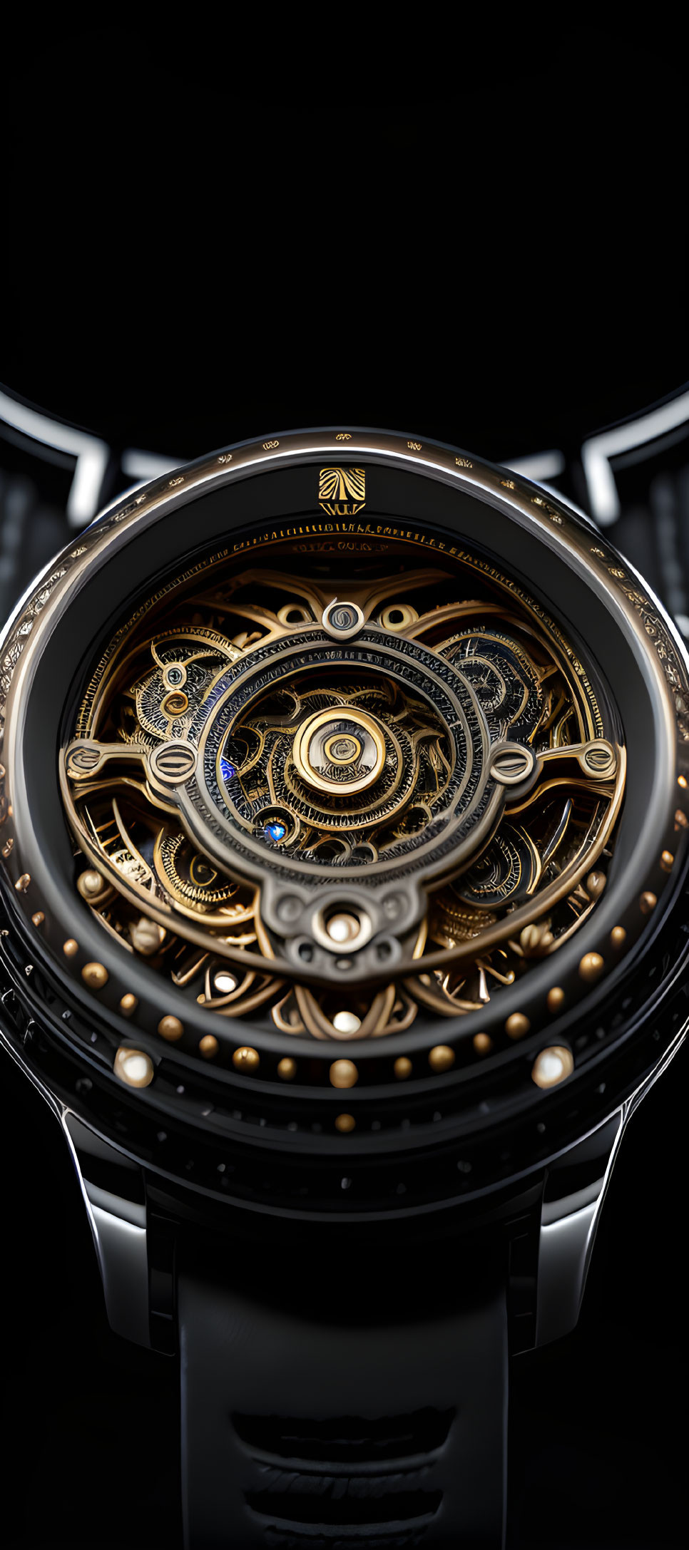 Detailed Mechanical Movement Watch with Gold Accents and Blued Screws