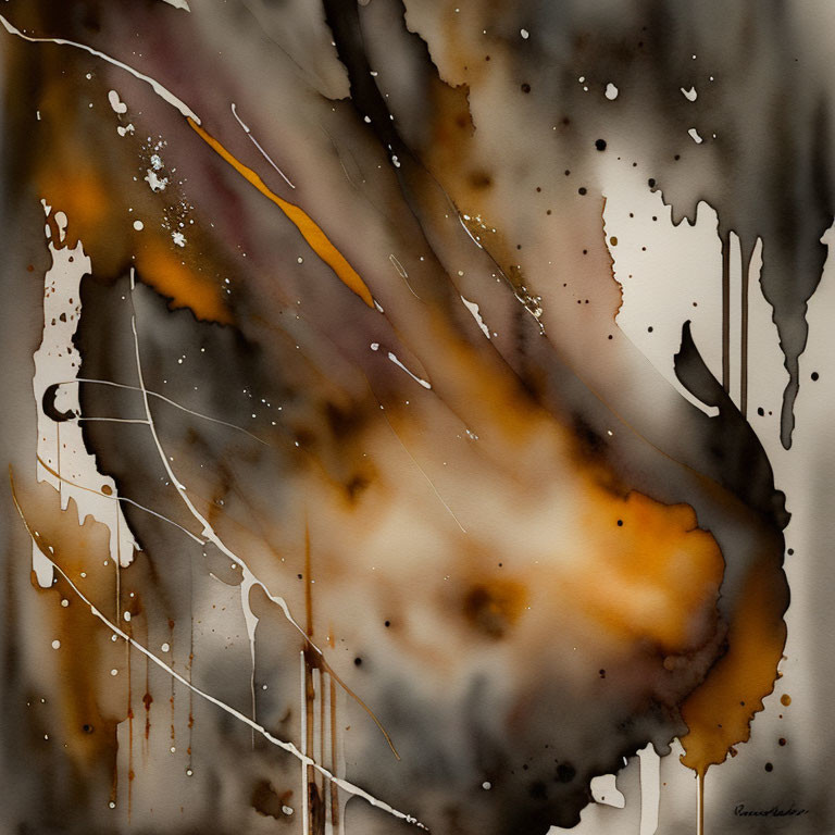 Abstract Artwork with Dark Hues and Earthy Tones