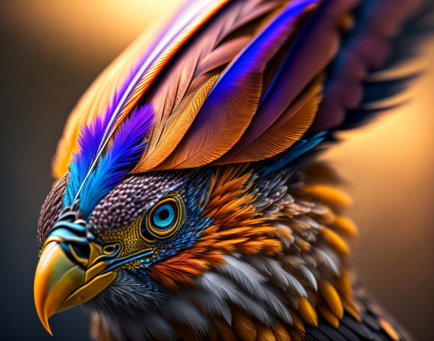 Colorful Bird Close-Up Featuring Orange, Blue, and Brown Feathers