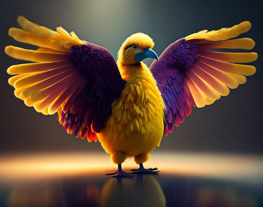 Colorful Stylized Bird Illustration on Dark Background