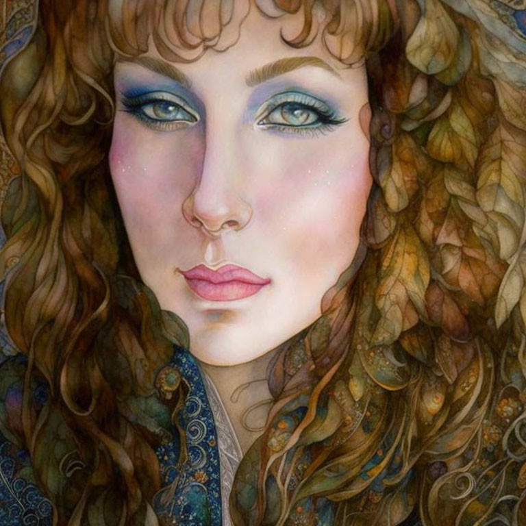 Vibrant portrait of a woman with curly hair and freckles