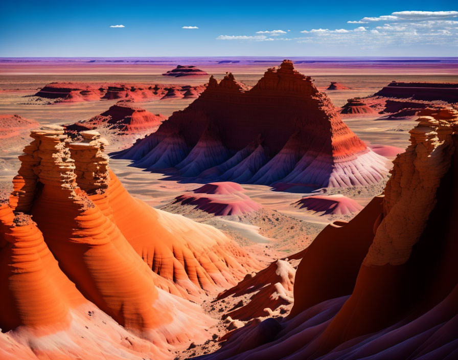 Vibrant red and orange sandstone formations in desert landscape